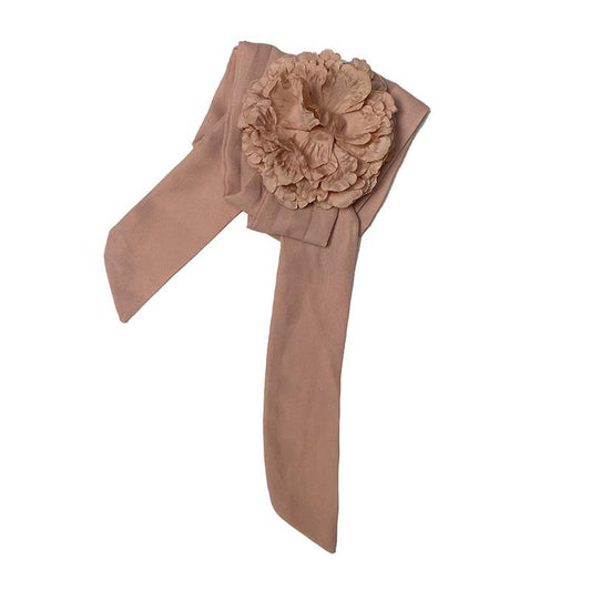 A-ZONE stola poederbeige satijn streep met corsage