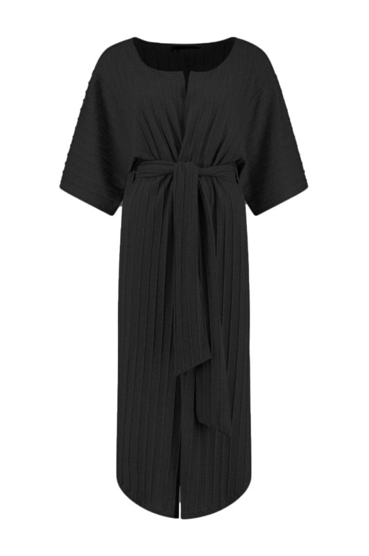 ELSEWHERE lang vest AMY - zwart structuur jersey