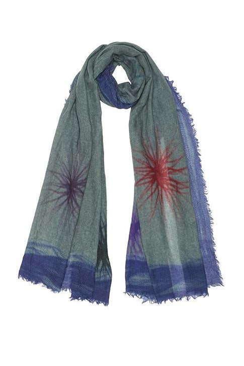 Jo Edwards sjaal grijs blauw star print