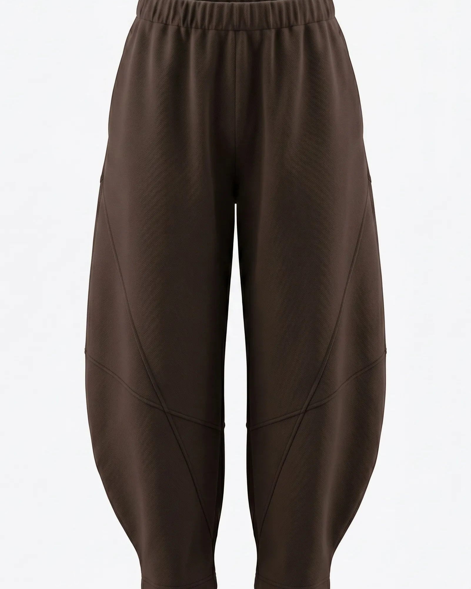 LEEZZA Sort AARHUS clay brown barrel-leg trousers in cotton modal jersey with an elasticated waistband and side pockets.