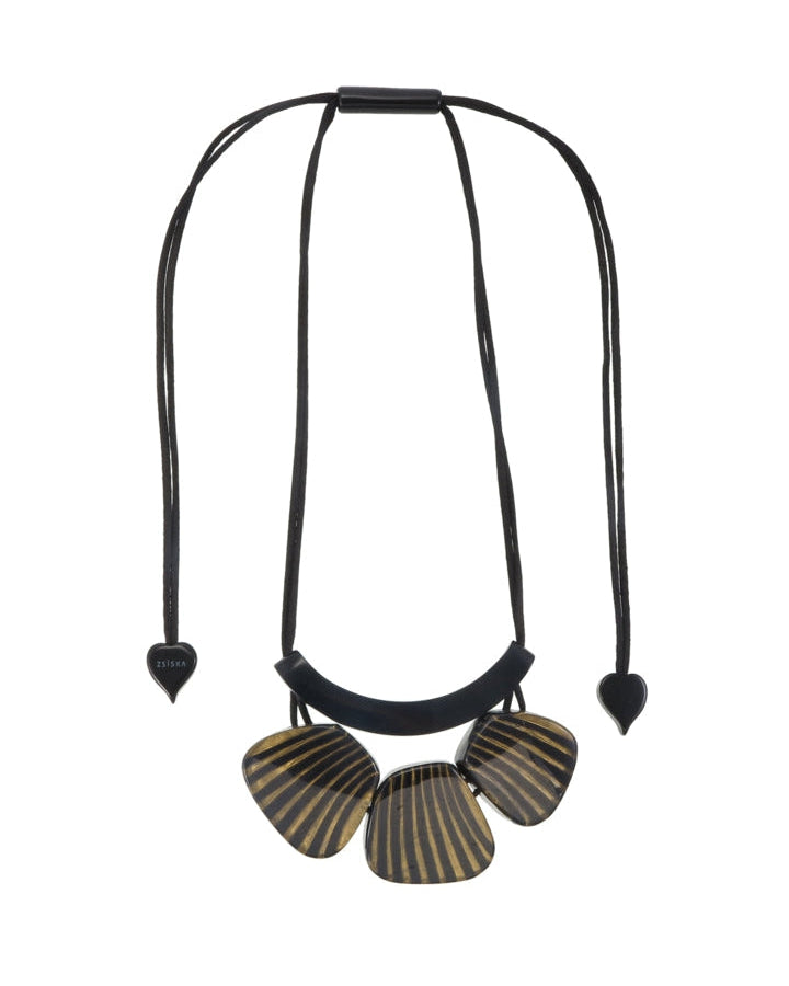 ZSISKA ketting goud zwart 3 kralen MIRAGE