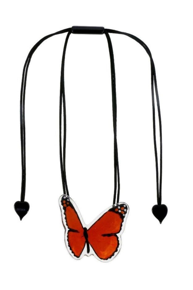 ZSISKA ketting oranje pendant 7cm BUTTERFLY