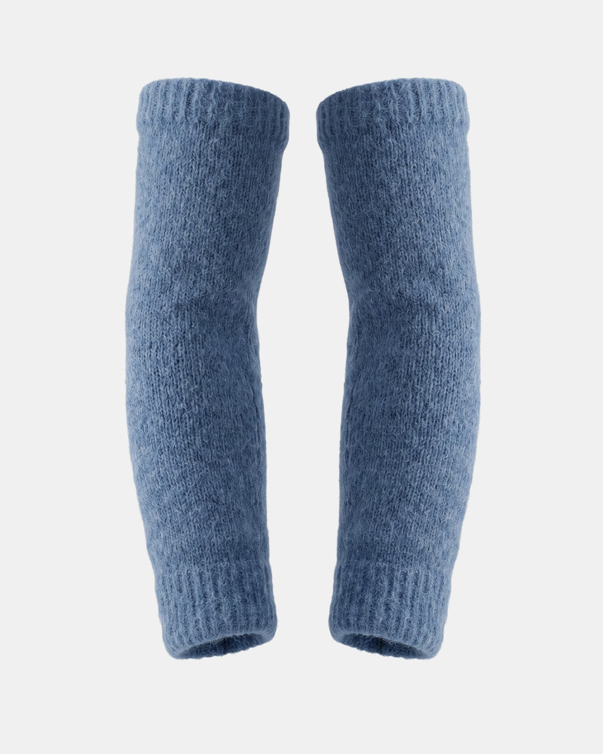 LEEZZA LOTUS EATERS WALLA arm warmers in soft blue wool blend with ribbed cuffs