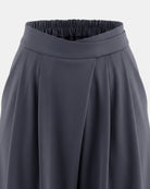 LEEZZA Ozai N Kü GALA wide-leg trousers in dark grey viscose blend with a stylish overlapping front waistband