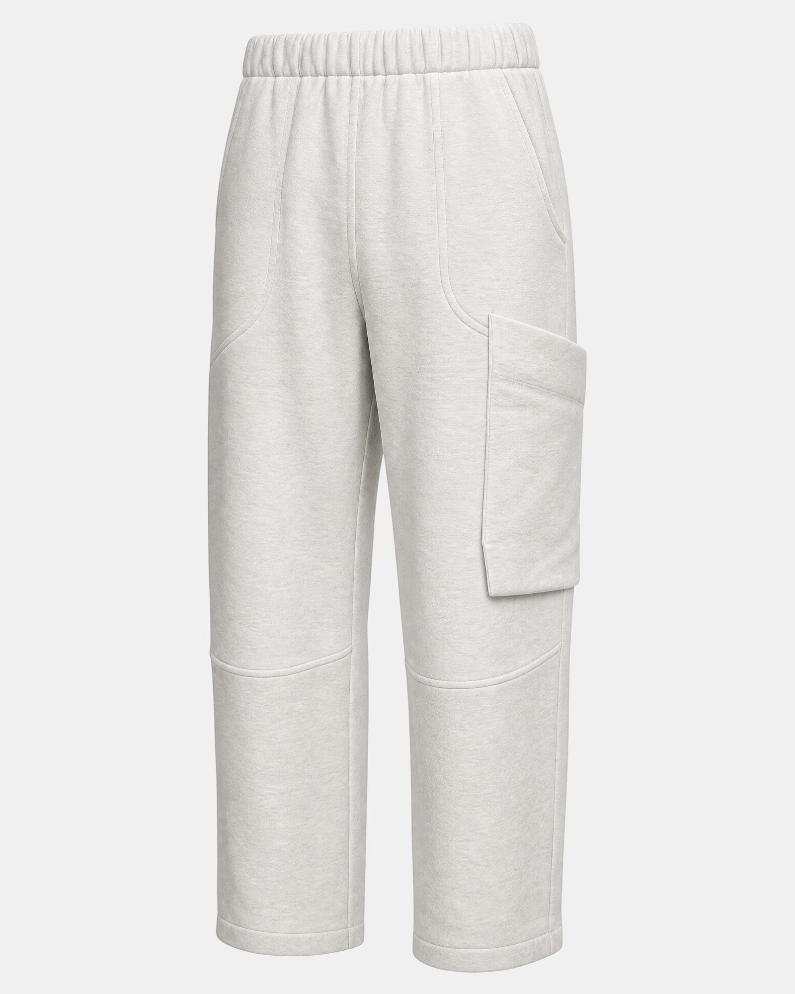 LEEZZA LOTUS EATERS ELIXIRIO weite Hose in Hellgrau mit elastischem Bund und großer aufgesetzter Tasche.